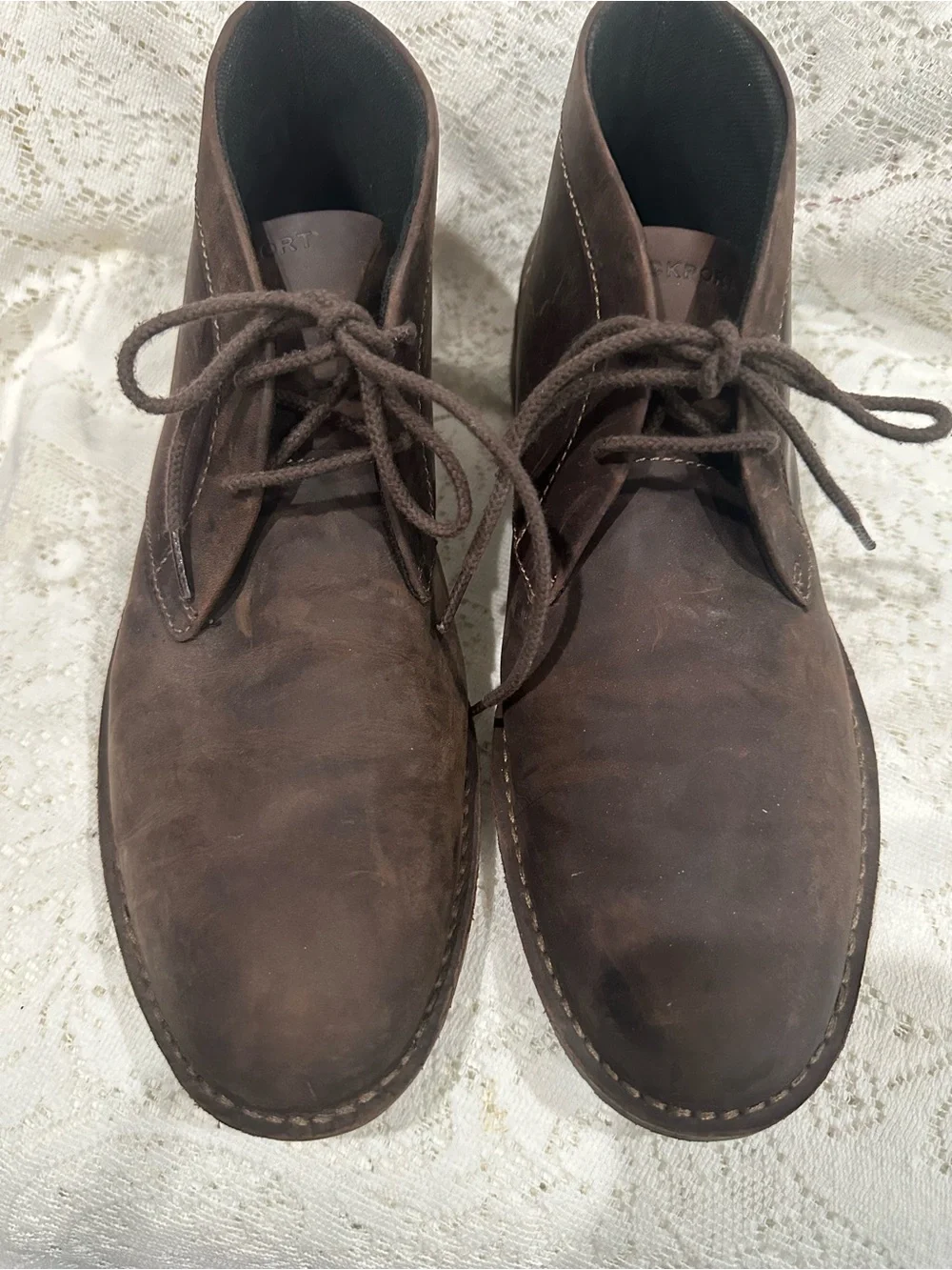 Rockport Men's Brown Leather Chukka Boots - Casual Lace-Up size 12 m academia